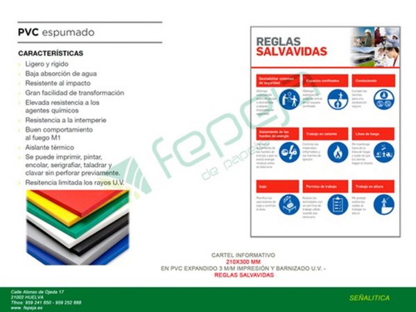 reglas salvavidas pvc